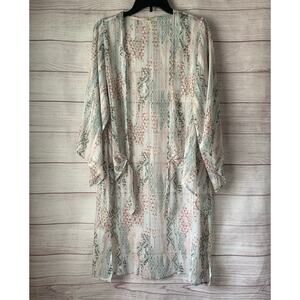 Andree by Unit White with Multicolor Pattern Sheer Cardigan Open Front Size S